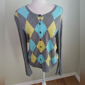 2/$15 Charter Club Argyle Button Front Cardigan Sweater
